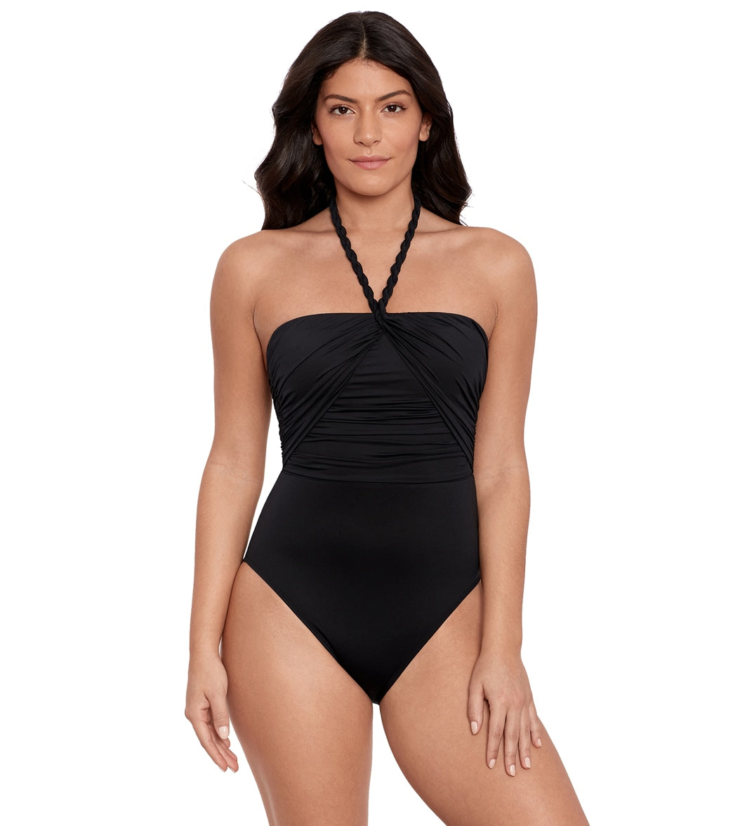 LAUREN RALPH LAUREN Ralph Lauren Women's Beach Club Solids Goddess Bandeau One Piece Swimsuit