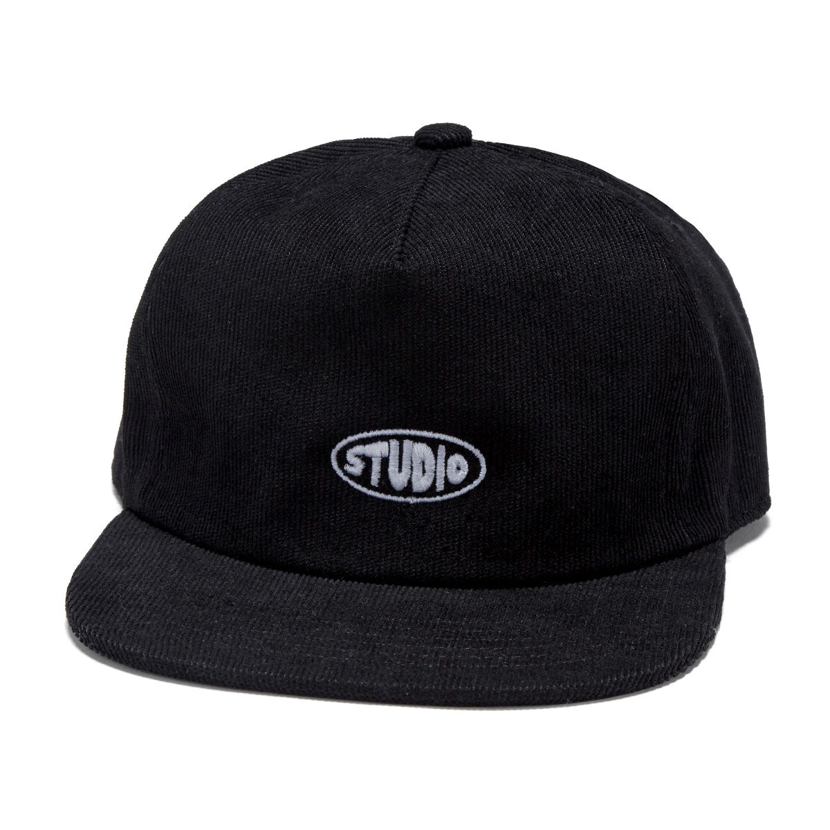 Studio Bubble 5 Panel Corduroy Snapback Hat   Black