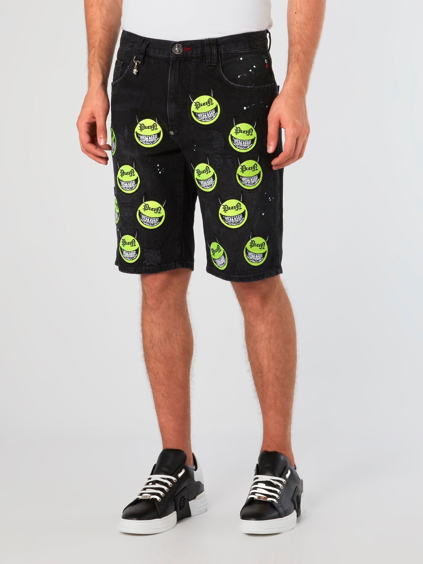 PHILIPP PLEIN Evil Smile Patched Bermudas