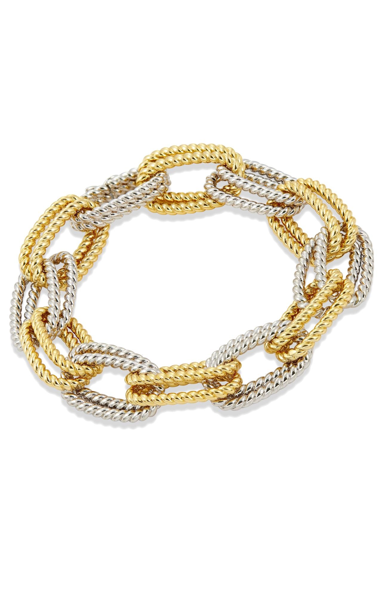 2276 TWO TONE PLATED DOUBLE LINK BRACELET