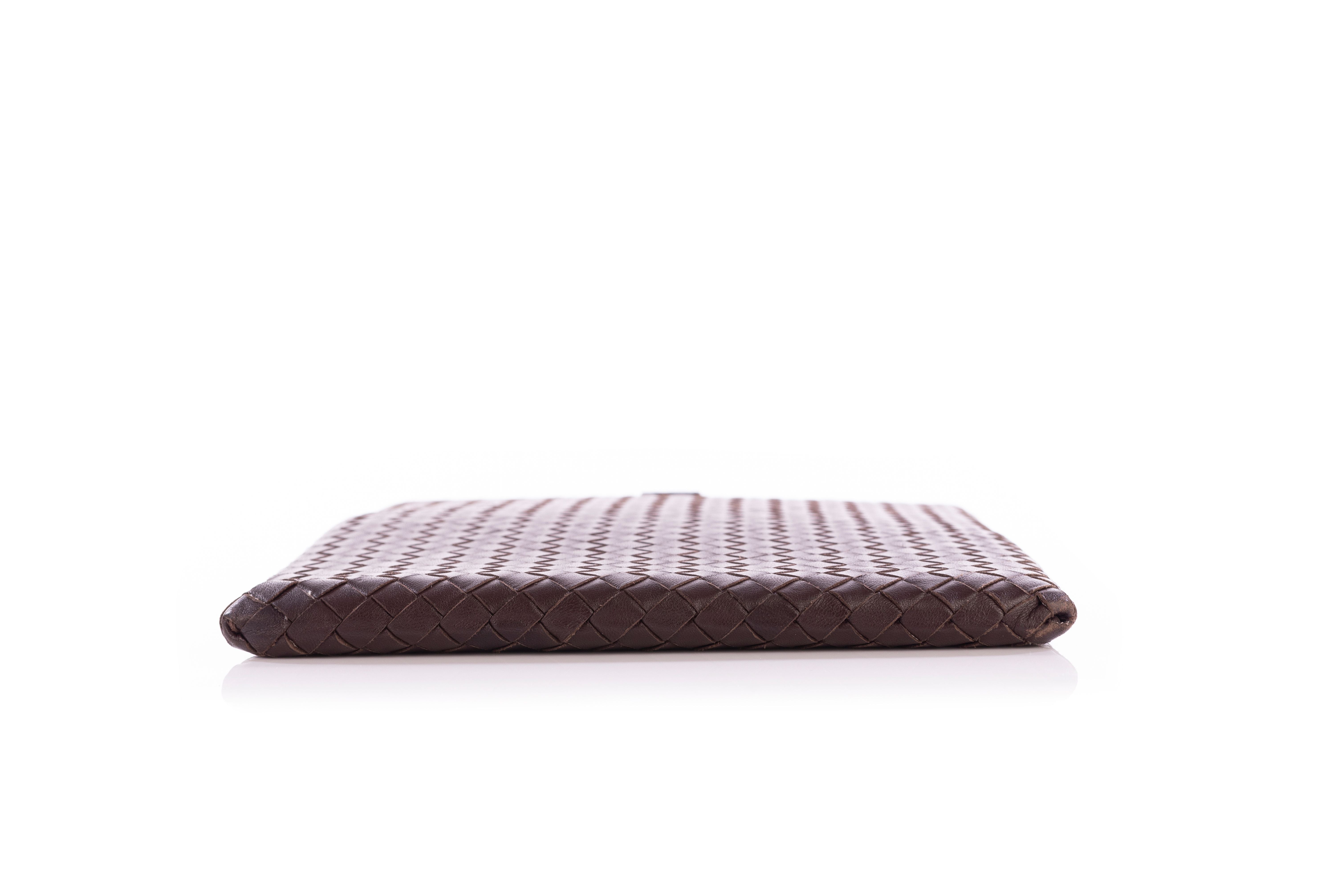 2604 Bottega Veneta Brown Intrecciato Leather iPad Case