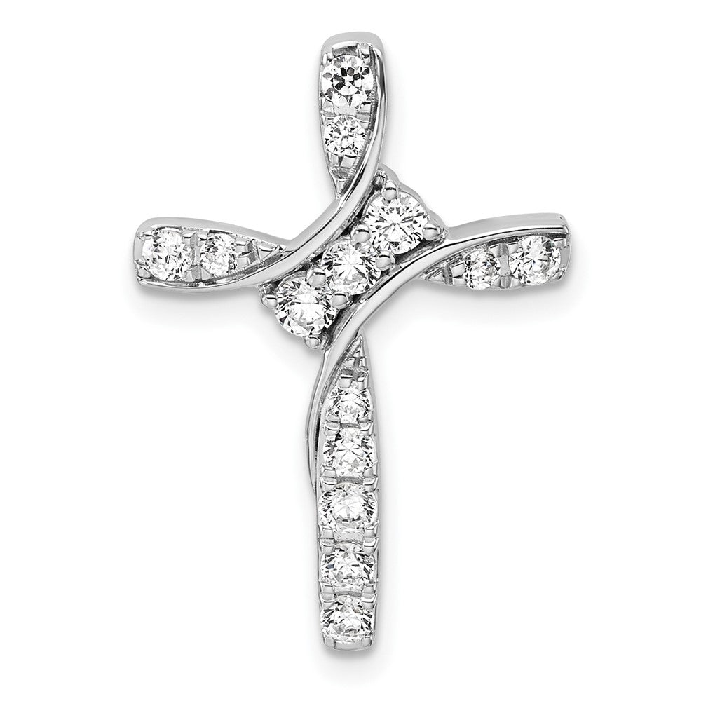 2864 14K White Gold Lab Grown Diamond Cross Chain Slide Pendant (0.5ct  VS  G H)