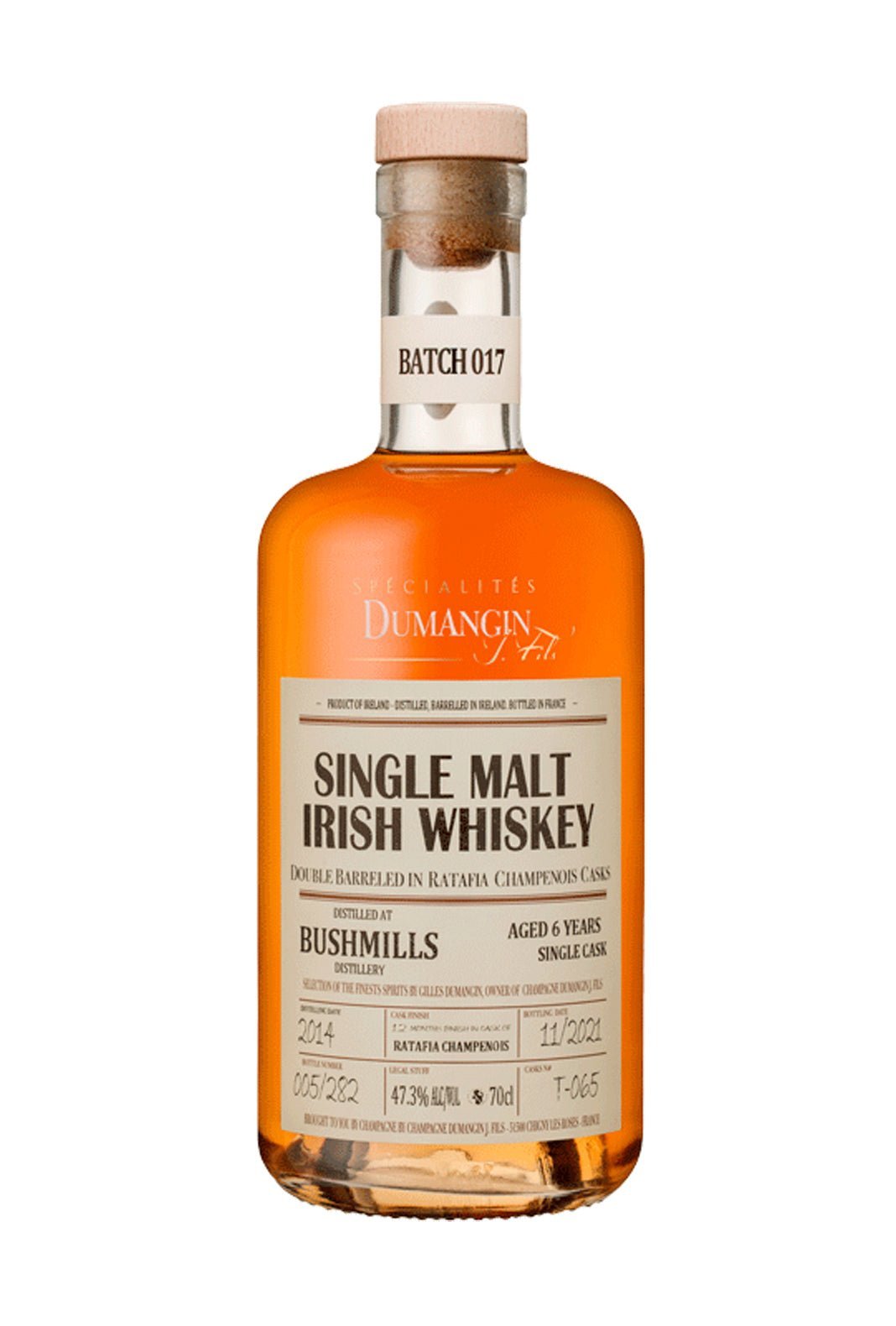 CHAMPAGNE J DUMANGIN FILS Batch 017 Bushmills (Ireland) 2014 Single Malt Whisky 47.3% 700ml