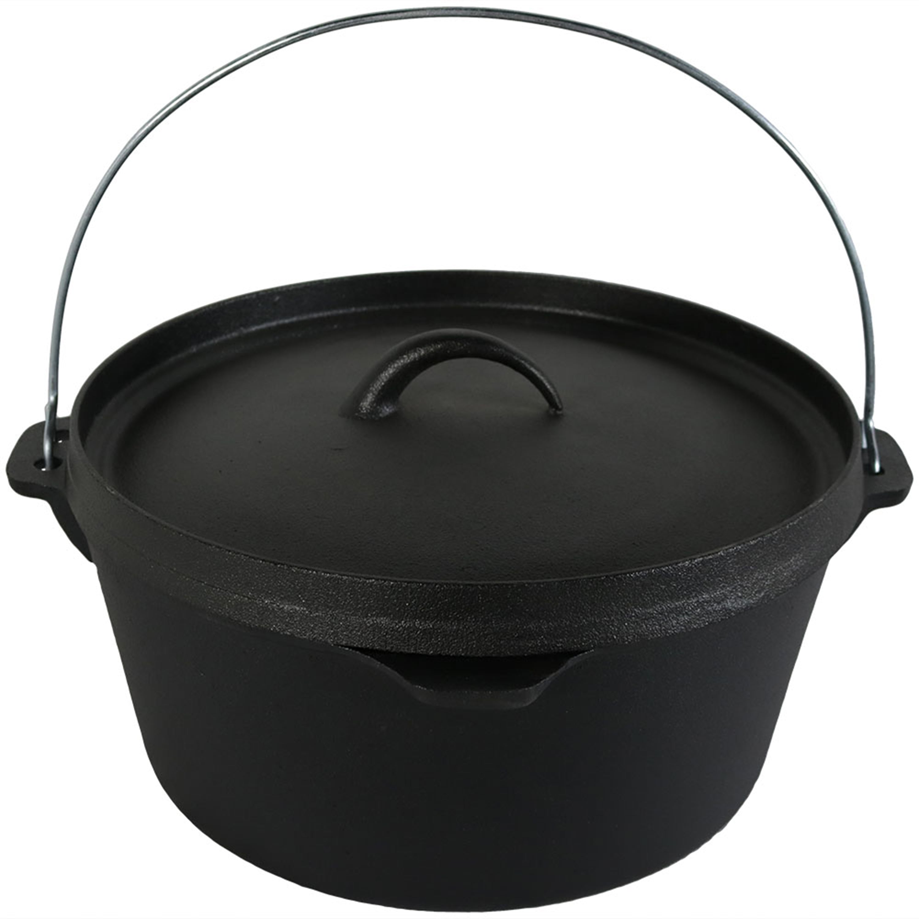 2936 Sunnydaze Indoor Outdoor Large Pre Seasoned Cast Iron Dutch Oven Pot with Lid and Handle   8 qt   Black
