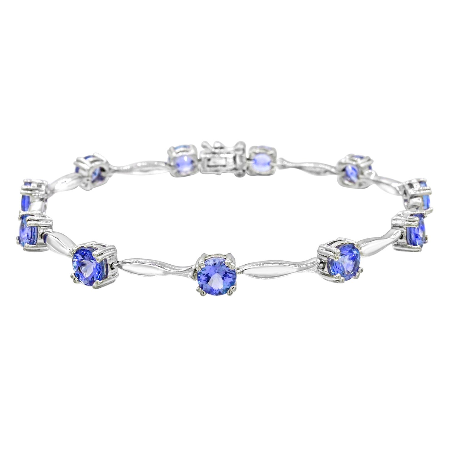 2864 925 Sterling Silver Tanzanite Tennis Bracelet 7.5"
