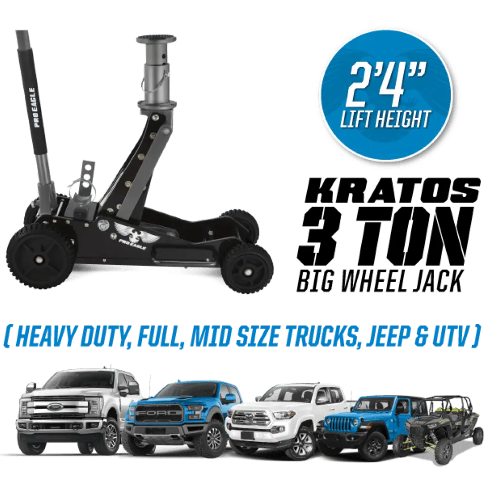 Pro Eagle 3 Ton Off Road High Clearance Big Wheel Jack   Kratos ORJ3B4X