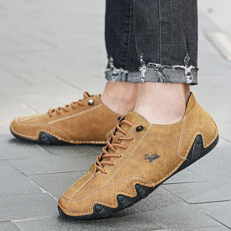 OBRA FOOTWEAR Men's Casual Shoes Leather Walking Comfortable Footwear Lace Up Sports Sneakers