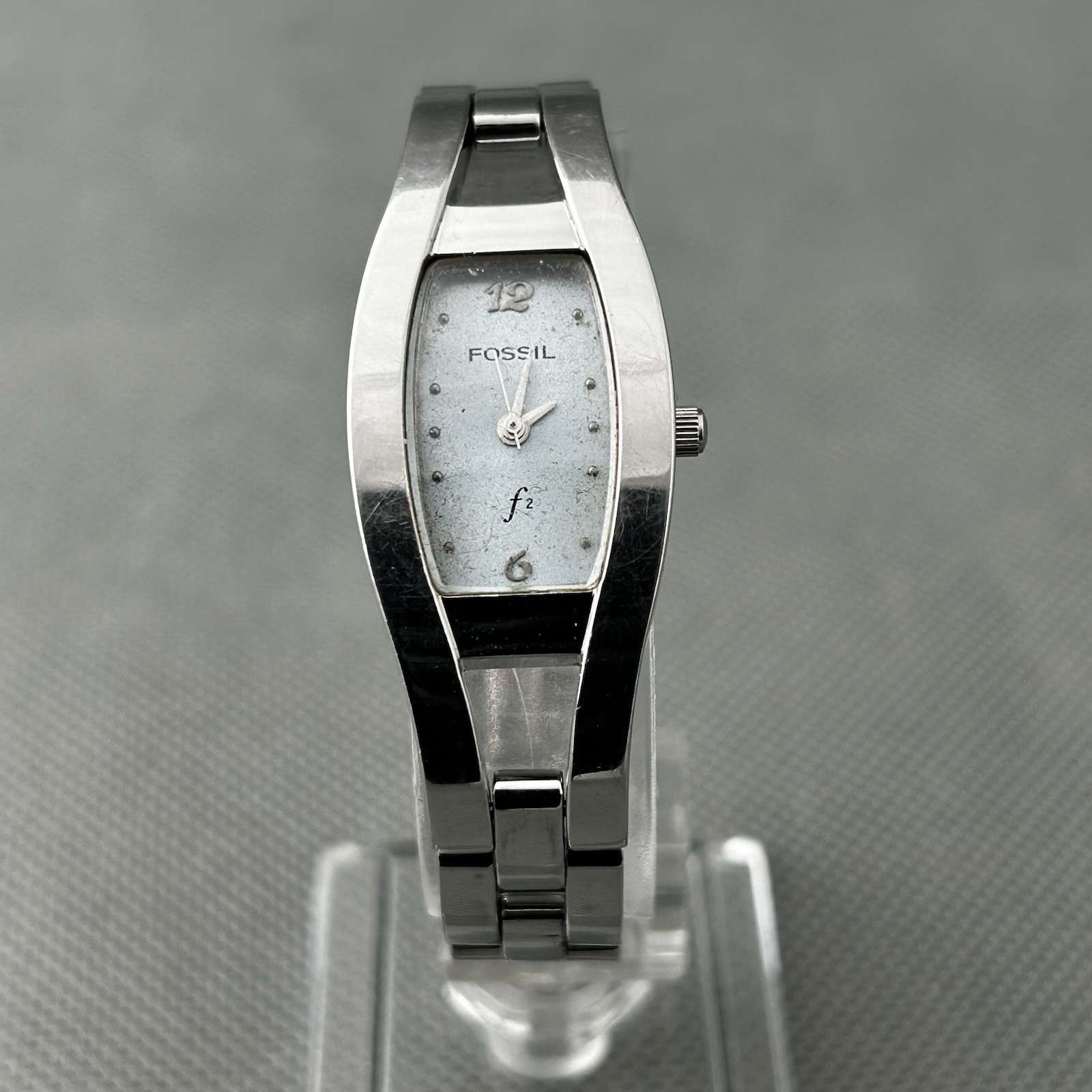 Fossil Womens Watch F2 ES 9232 Silver S.Steel Blue Dial Ladies New Battery