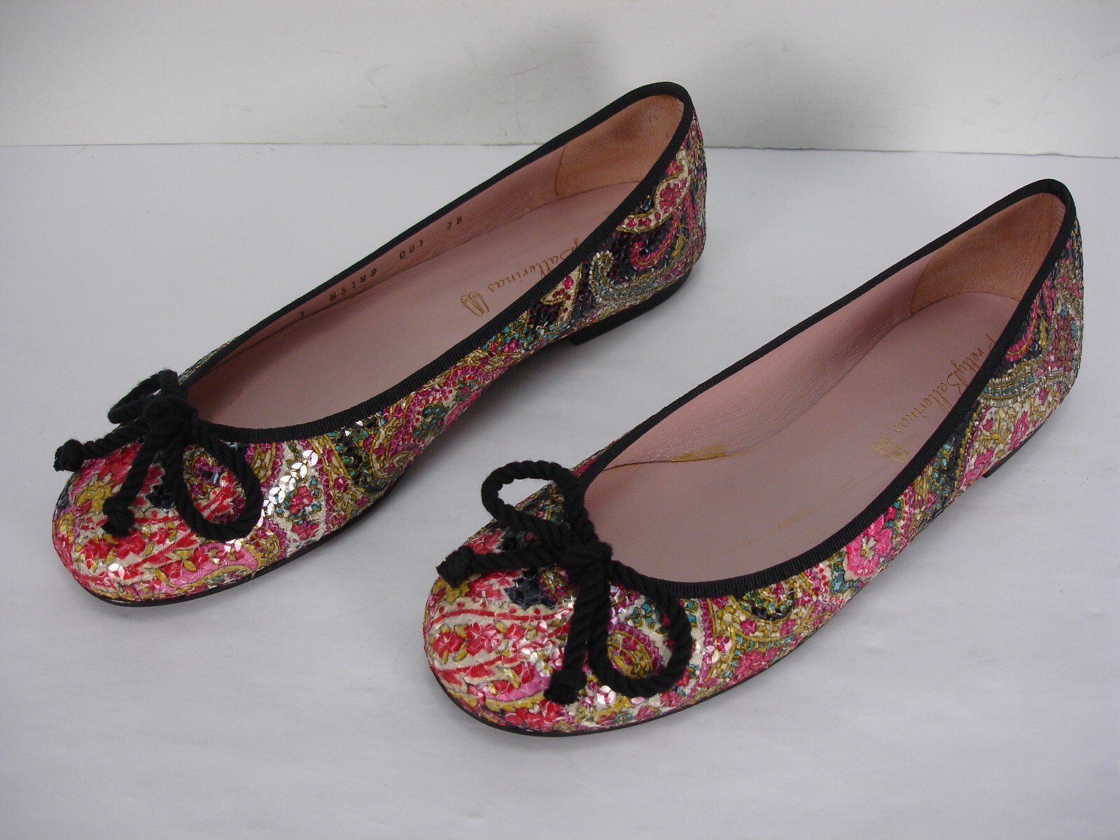 PRETTY BALLERINAS ROSARIO FLORAL PAISLEY SEQUIN BALLET FLATS SHOES WOMEN'S 38