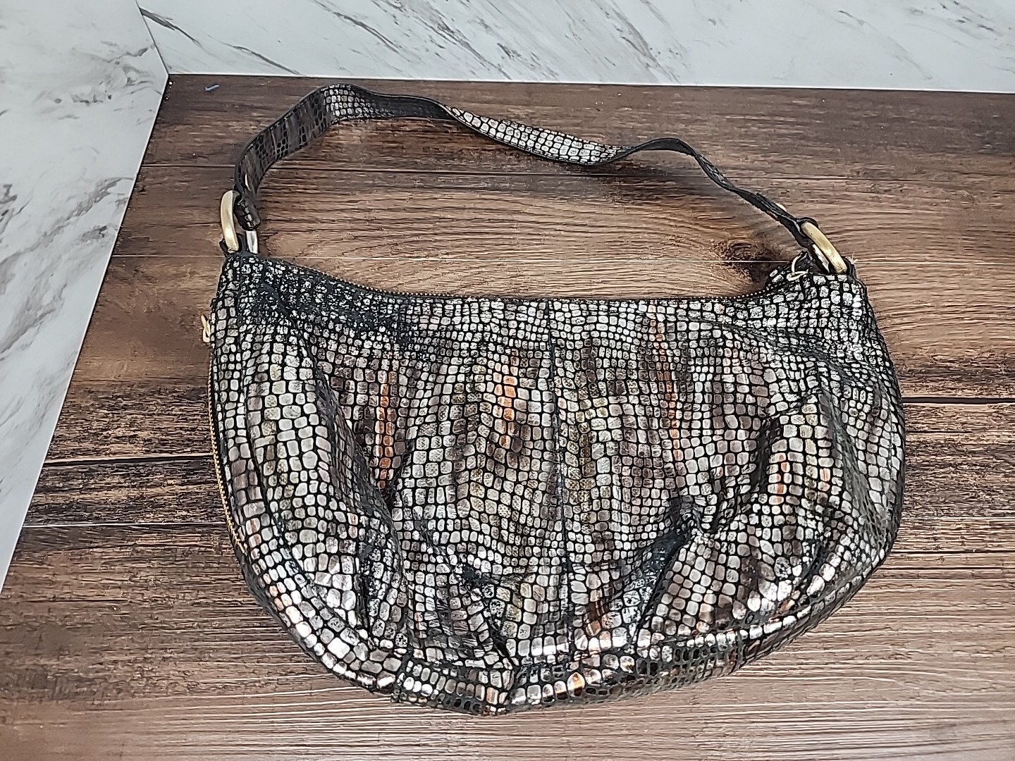 ☆~HOBO The Original Gabor Mosaic Bronze Metallic G Hobo Shoulder Handbag ?~☆