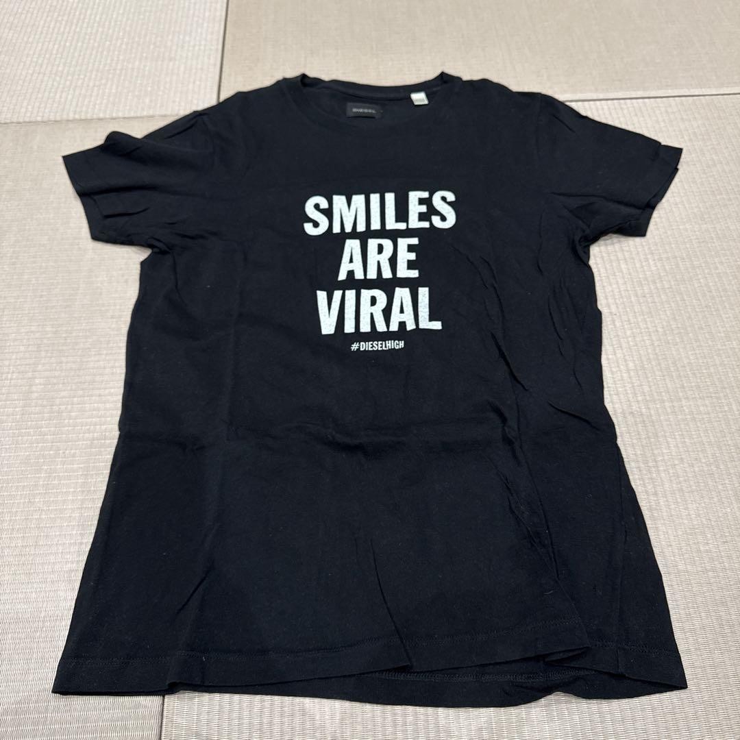 Diesel Black T Shirt Smiles Are Viral Casual Crew Neck Unisex