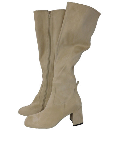 Jeffrey Campbell Women's Boots Size 11 Tall White Block Heel Over Knee Beige