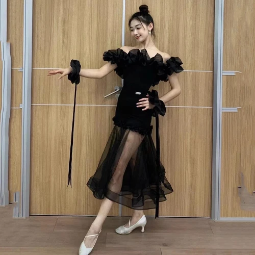 VETEMENTS Abito da ballo sala danza competizione abbigliamento donna nuovo festa gonna tuta valzer danza