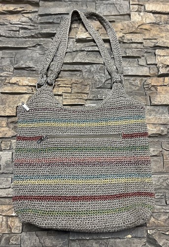 The Sak Macrame Woven Shoulder Bag Stripe Casual Boho Clean!