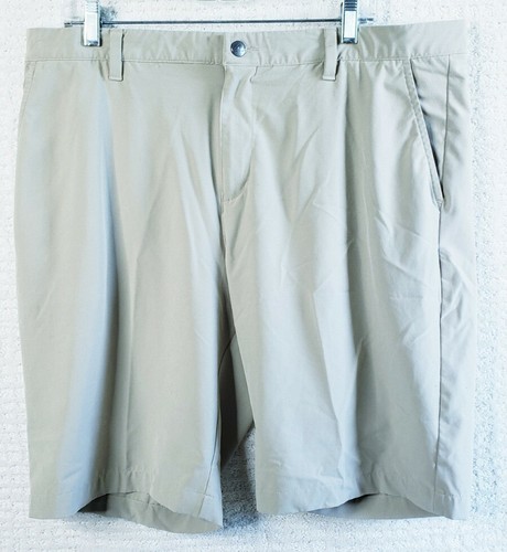 Adidas ClimaLite Golf Shorts Men’s Size 38 x 10" Insm Khaki Tan Flat Front EUC