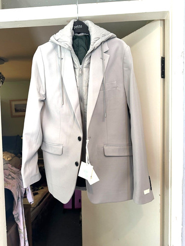 GHOST LONDON Moncrief Men's Blair Ice Grey Hoodie Quilted Breatsed interal gilet Blazer £620