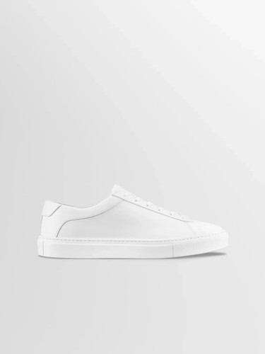 Koio Women Capri Leather Sneakers Triple White Made In Italy EUR 41 Size US 11