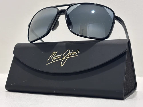 Maui Jim Kaupo Gap Polarized Sunglasses Black Gray Mirror 437 02 Aviator