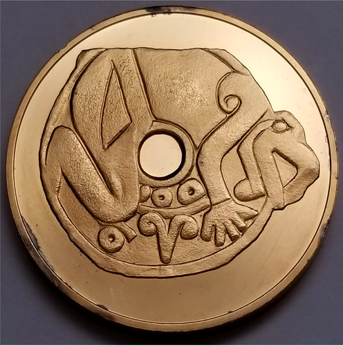 Mexico 1976 Tlachtemalacatl Ball Game Ring Mayan .925 Medal Silver Gold Plated.