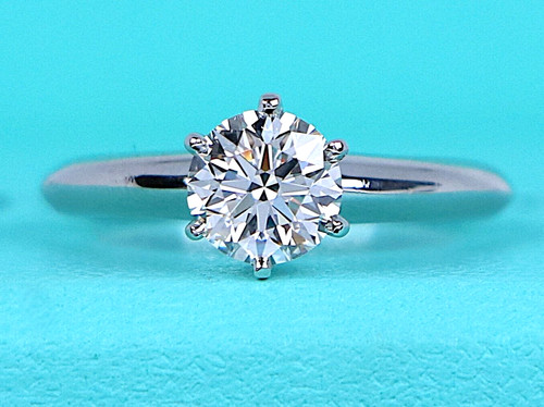 ,800 Tiffany & Co Platinum 0.92ct H VS1 Round Diamond Engagement Ring 4.75