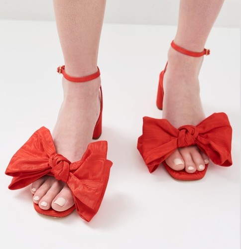 Loeffler Randall Carmen Ankle Strap Bow Heeled Sandal Woven Raffia Size 9.5 New