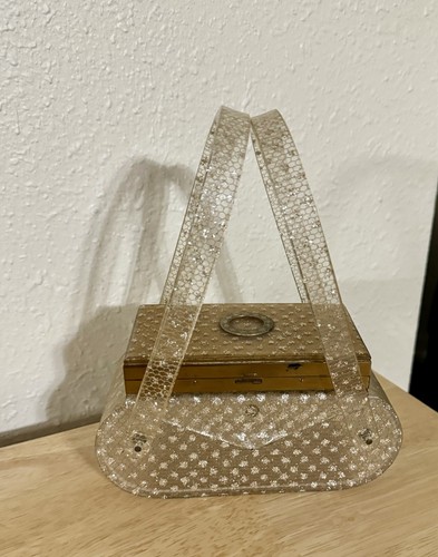 Vintage Wilardy Lucite Purse G Lace "stardust" Handbag 1950s Mid Century MCM
