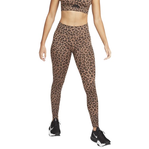 NIKE Leggings donna Dri FIT One stampa leopardata vita media taglia XS X Small marrone