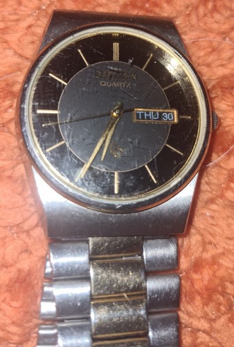 ROLEX Vintage CITIZEN Datejust Men’s 36mm Quartz Watch G Steel Black Dial Day Date