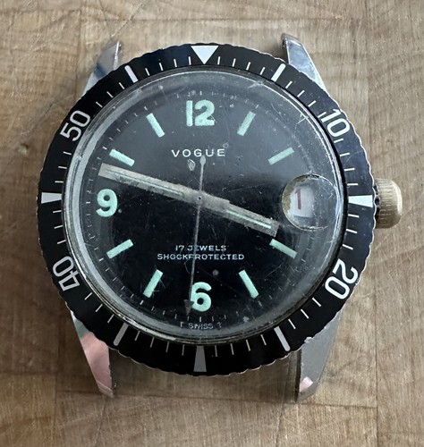 ROLEX Vogue Vintage Divers Watch 5 ATM Date 17 Jewels Rotating Bezel Not Working