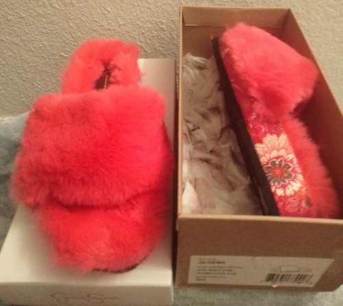Jessica Simpson Gema Slide Peluche Ciabatta Sandalo Donna Hot Shot Rosa Taglia 8M