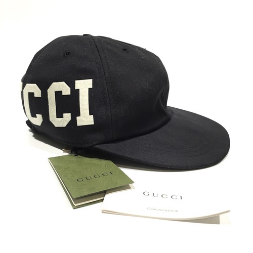 s-l500_1756864290 AUTHENTIC GUCCI 25 LOGO BASEBALL CAP HAT  BLACK CANVAS  SIZE M  NEW
