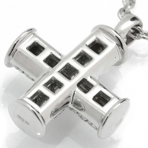 Bvlgari Greek Cross Necklace Diamond 16mm Silver 40in Chain U