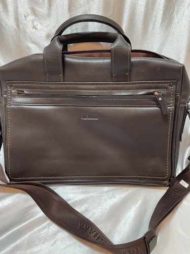 MAKR Vishark Briefcase Shoulder Bag Leather Brown Shoulder Strap Marked