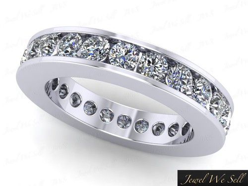 2.40Ct Round Diamond Classic Channel Set Eternity Band Ring 14k White G F VS2