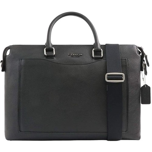 Coach Briefcase 89954 Beckett Pocket Slim  Black Pebbled Leather  New   READ