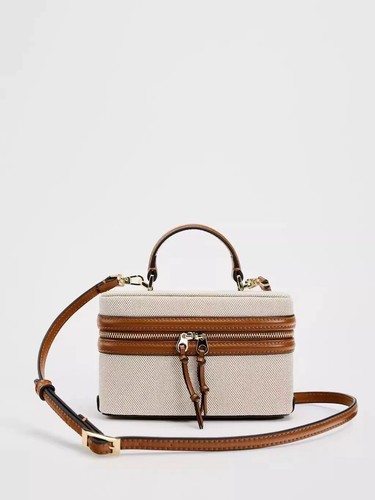ZARA Borsa porta pranzo retrò tracolla messenger bag portatile tela scatola quadrata