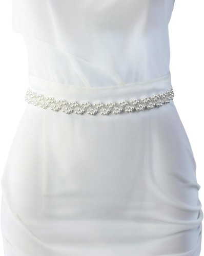 OFF WHITE Cintura da sposa perle abito da sposa cinture cristallo perline per donna bianco sporco