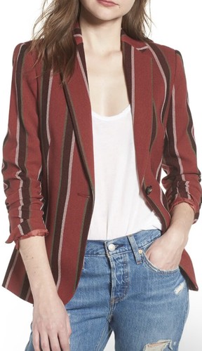 Giacca blazer murale Nordstrom multicolore righe rosse donna taglia M San Valentino
