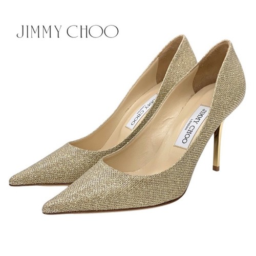 Scarpe decolte Jimmy Choo AGNES tessuto oro glitter festa usate TIEE 0