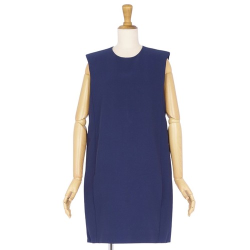 Abito Celine Phoebe Philo epoca smanicato blu navy zip pezzo unico donna taglia 36