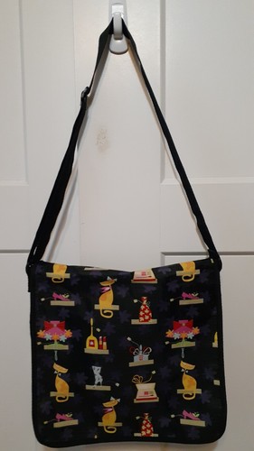Crossbody Messenger Bag Polyester with MCM design artwork black