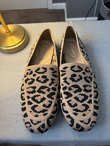 SCARPA Mocassini in maglia leopardata marina vecchia donna taglia 8 nuovi senza etichette