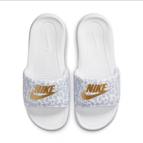 Nike Victori One Print Slides Sandals White G Grey CN9676 103 Women's Size 10