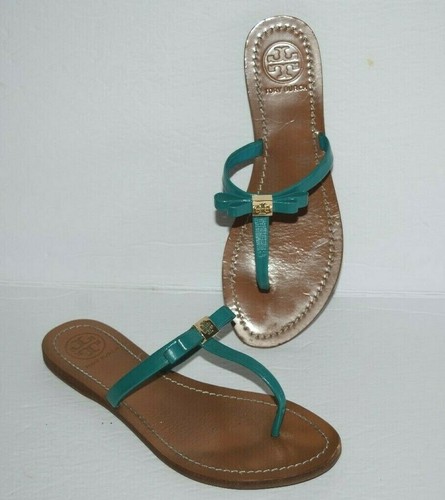 TORY BURCH LEIGHANNE ACQUARIUS SANDALI INFRADITO IN PELLE BLU DONNA TAGLIA 8 *EUC*