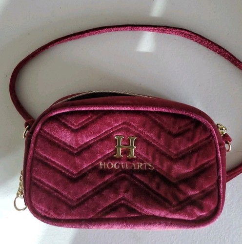 H&M Harry Potter Hgwarts piccola borsa pochette rosso marrone velluto poliestere oro