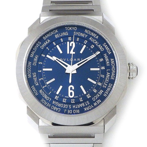 BVLGARI Watch Roma Octo OC41SWT/103481 Sunray Blue Dial World Time SS AT