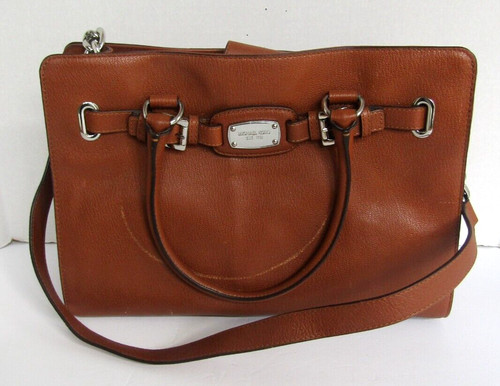 Borsa a tracolla Michael Kors Hamilton grande in pelle marrone