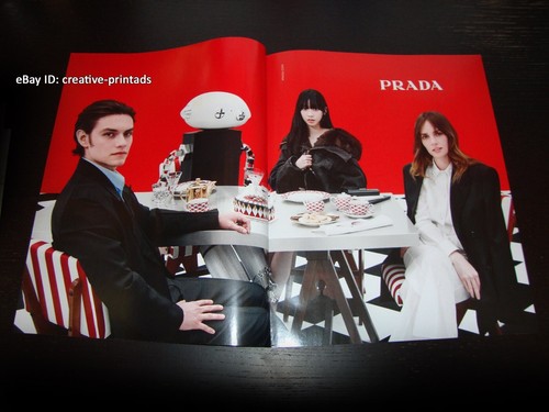 PRADA 2 PAGINE STAMPA ANNUNCIO 2024 MAYA THURMAN HAWKE Karina Yu Jimin LOUIS PERNICE