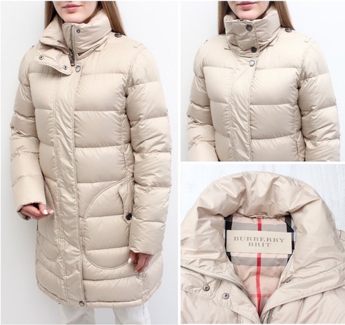Autentico cappotto giacca piumino lungo trapuntato donna BURBERRY BRIT beige M