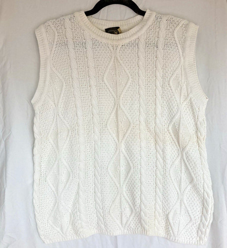 Maglione donna Oliver by Valentino vintage bianco senza maniche maglia cavo taglia L